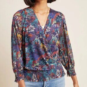 Ines Smocked Surplice Top from Anthropologie